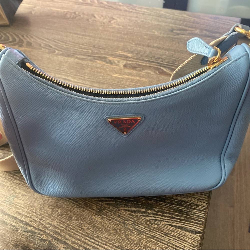 Prada saffiano leather re edition Light Blue crossbody